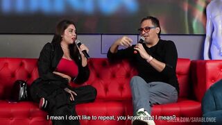 I screw a fan during a TV interview with my spouse and the audience in front of me - Sara Golden-haired