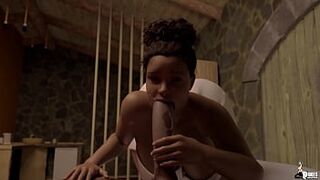 Thick Black Chick gets kicked down in her apartment