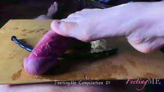 Peehole insertions, footjob, urethra stretching, ballbusting and multiple cumshots compilation!