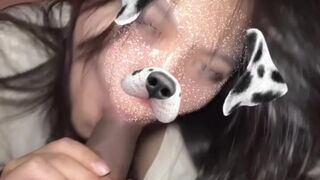 Puppy beauty Sucking my penis So that babe's nice-looking -โดนสาวใส่ฟิลเตอร์น้องหมาจับอมควย ทั้งน่ารักทั้งเสียวควย