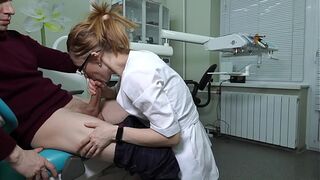 A hawt dentist with glasses sucking rod. Cum in throat