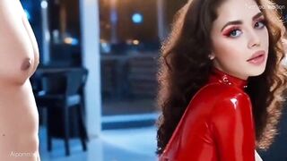 Hot red latex wearing Cutie Get Anal hard sex-Virtual Sex-Aipornmix[Generated Ai]