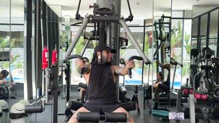 A perspired, rock hard dude at the gym asks a neighbour in the building to smell his ramrod so this guy can bang her later.