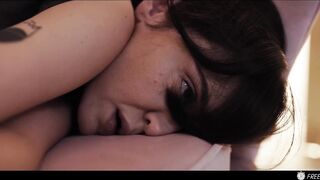 Pick Me Cutie - Cute Brunette hair Freeze Banged and Swallowing Cum