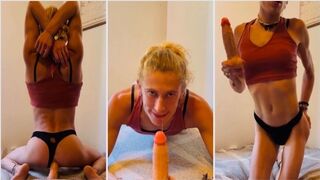 Anal dance toy in her little butt - this babe likes to jump on ramrods and suck - Lucie your Trans Floozy