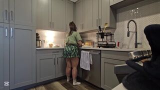 Thick & curvy stoner Cleans apartment, Smokes & gets bare