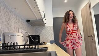 Hawt and lustful lengthy legs slim floozy gets bored in her transparent seethrough suit