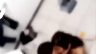 Desperately horny lesbians trib in public bathroom
