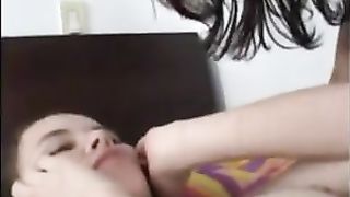 Latina milf licks teens pussy