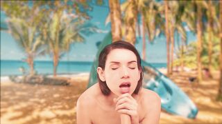 Stripped beach role play sex. POV BJ and cowgirl ride