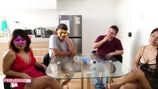 2 real college couples get jointly to play truth or dare and end up getting introduced to the world of 100% real swinger porn.