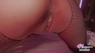 After 69 oral pleasure, this babe rode on him and twisted her waist greedily. Then this babe discharged from behind... The waist beneath the ebony nylons is so hawt