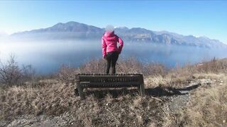 Teen with flawless body screws on public bench - LustTaste
