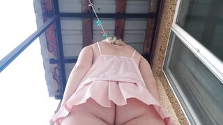 No Underclothing Tease in Short Petticoat – Public Upskirt Show