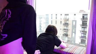 Femboy suck & screw by the hotel window