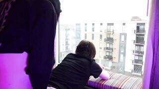 Femboy suck & screw by the hotel window