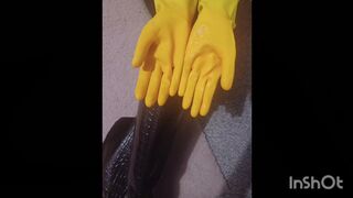 Headmistress Night Milks slaves rod in hawt RUBBER GLOVES! Who desires to lick 'em clean?