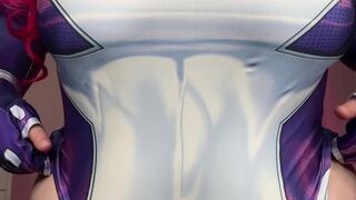 big beautiful woman in StarFire cosplay makes me worship her giant oily anus