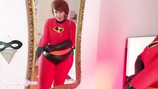 Elastigirl Mrs.Incredible expands and twerks her large booty in your face