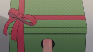 sweethearts in Christmas present gives oral