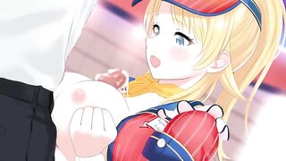 astounding boobjob at work