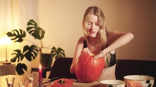 Cozy Halloween Pumpkin Carving with Your Girlfriend