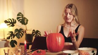 Cozy Halloween Pumpkin Carving with Your Girlfriend
