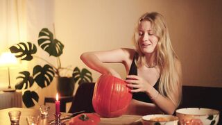 Cozy Halloween Pumpkin Carving with Your Girlfriend