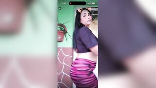 Overweight gal twerks and moves her large booty a lot