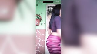 Overweight gal twerks and moves her large booty a lot