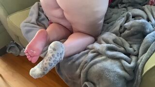 Playing with her feet, socks, and booty ????