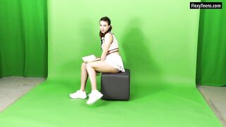 Talented undressed gymnast Kim Nadara widening legs