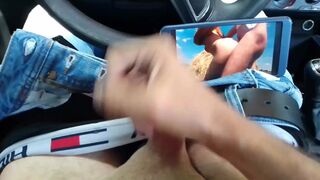 Nearly get cought by my BOSS during the time that I was stroking in a car!! POV