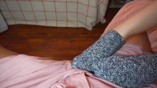 Moist slippery asmr footjob - impure ejaculation all over my toes