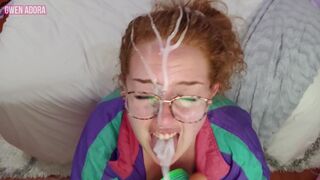 lustful step-sister sucks & mouth screws u with a slinky, gets biggest facial