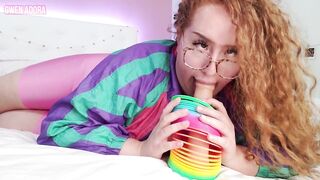 lustful step-sister sucks & mouth screws u with a slinky, gets biggest facial