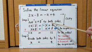 Tokyo 2024-first [1]Q4 Solve the linear equation.[JapanMath]