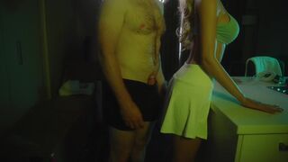 (Zelex) Hot doll gets a load on her glasses