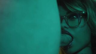 (Zelex) Hot doll gets a load on her glasses