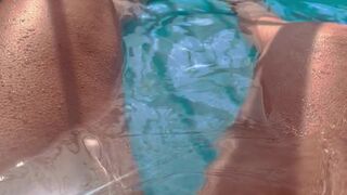 Hot golden-haired mother i'd like to fuck lewd from sun & water fingering herself in the outside pool cumming hard