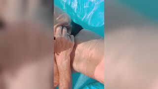 Hot golden-haired mother i'd like to fuck lewd from sun & water fingering herself in the outside pool cumming hard