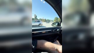 Wanking in public parking lot. Cum on Porsche steering wheel.