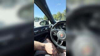 Wanking in public parking lot. Cum on Porsche steering wheel.