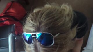 Small blond gives oral-sex amateur in hotel room