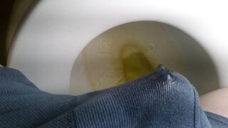 Pissing boxers on the lavatory