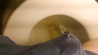 Pissing boxers on the lavatory