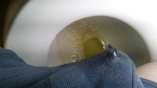 Pissing boxers on the lavatory