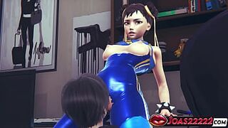 Lusty Chun Li Manga Playgirl In Constricted Blue Latex – Sexually excited Cosplay Angel Trembles As Tongue Devours Her Soaked Snatch, Groaning And Reaching Explosive CG Anime Orgasm