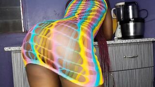 Step brother drilled his step sis when that babe was cooking in the kitchen