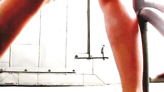 Exposing Her Exposed Feet in Pink Latex